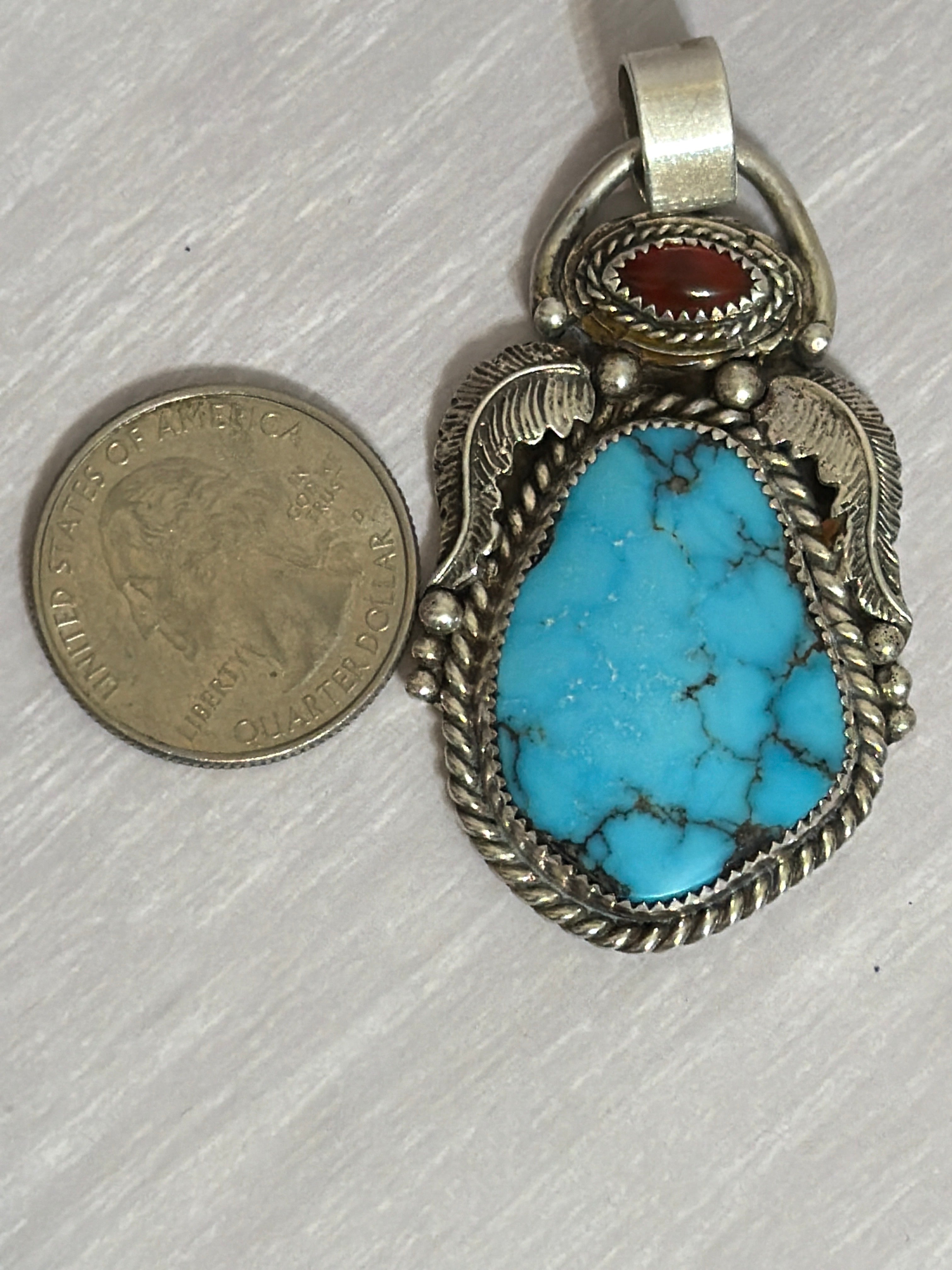 Turquoise and Carnelian Pendant
