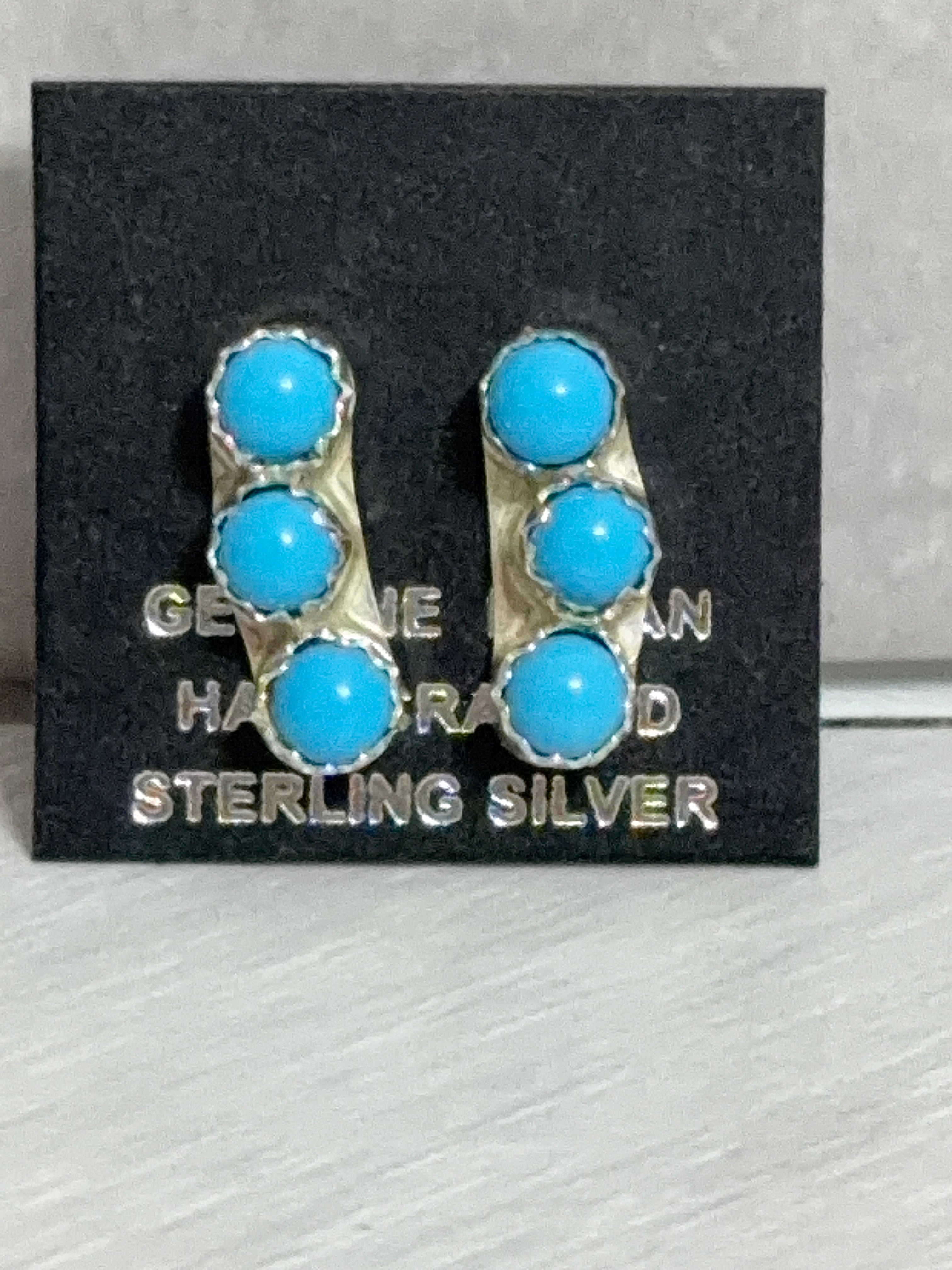 3 Stone Turquoise Studs