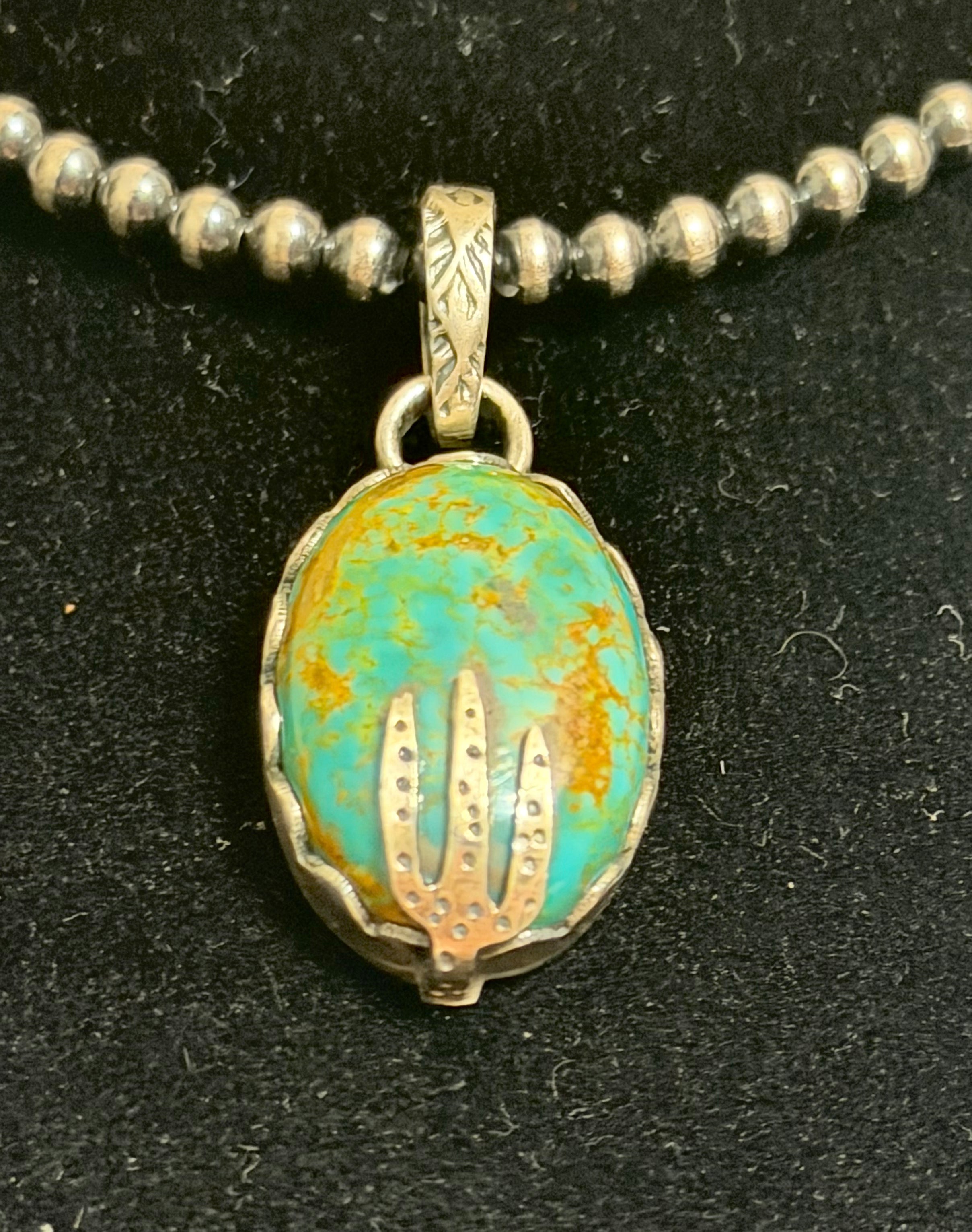 Turquoise Stone with Cactus