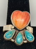 Orange Spiny and Turquoise Ring