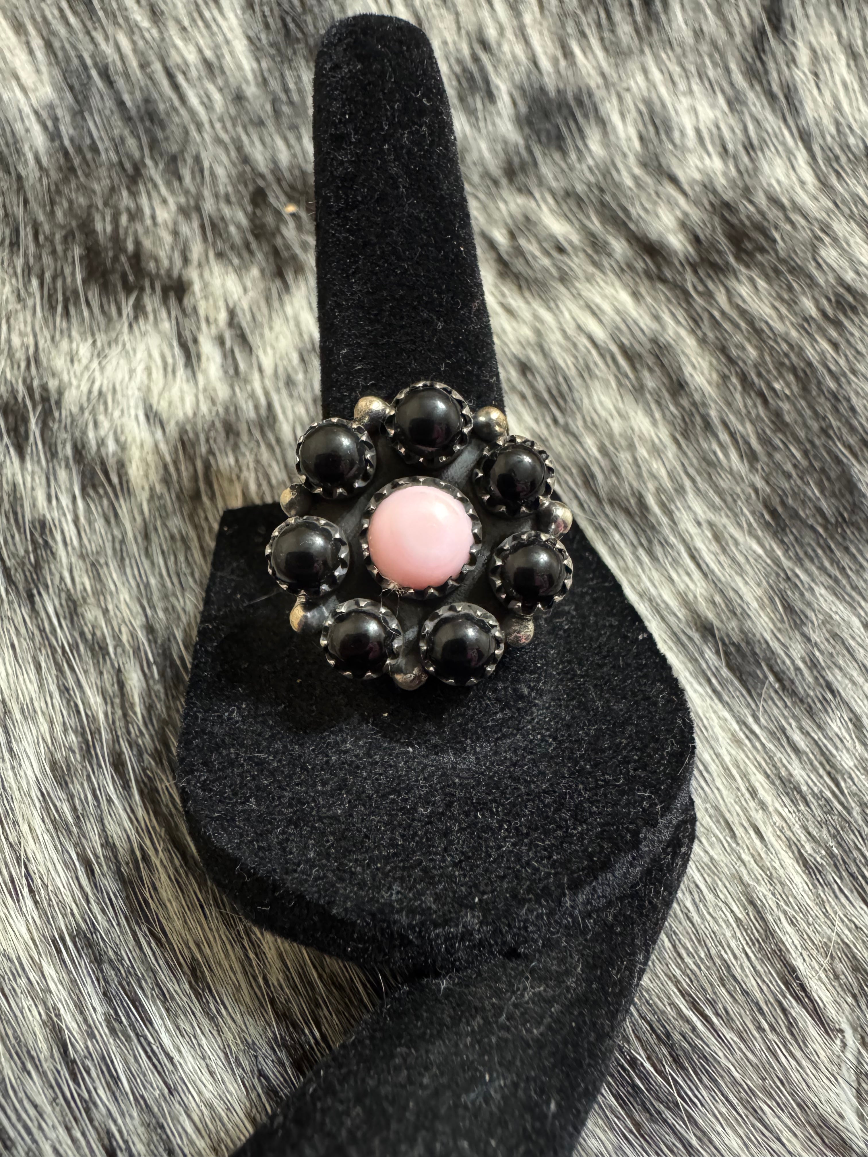 Black Onyx and Conch Ring