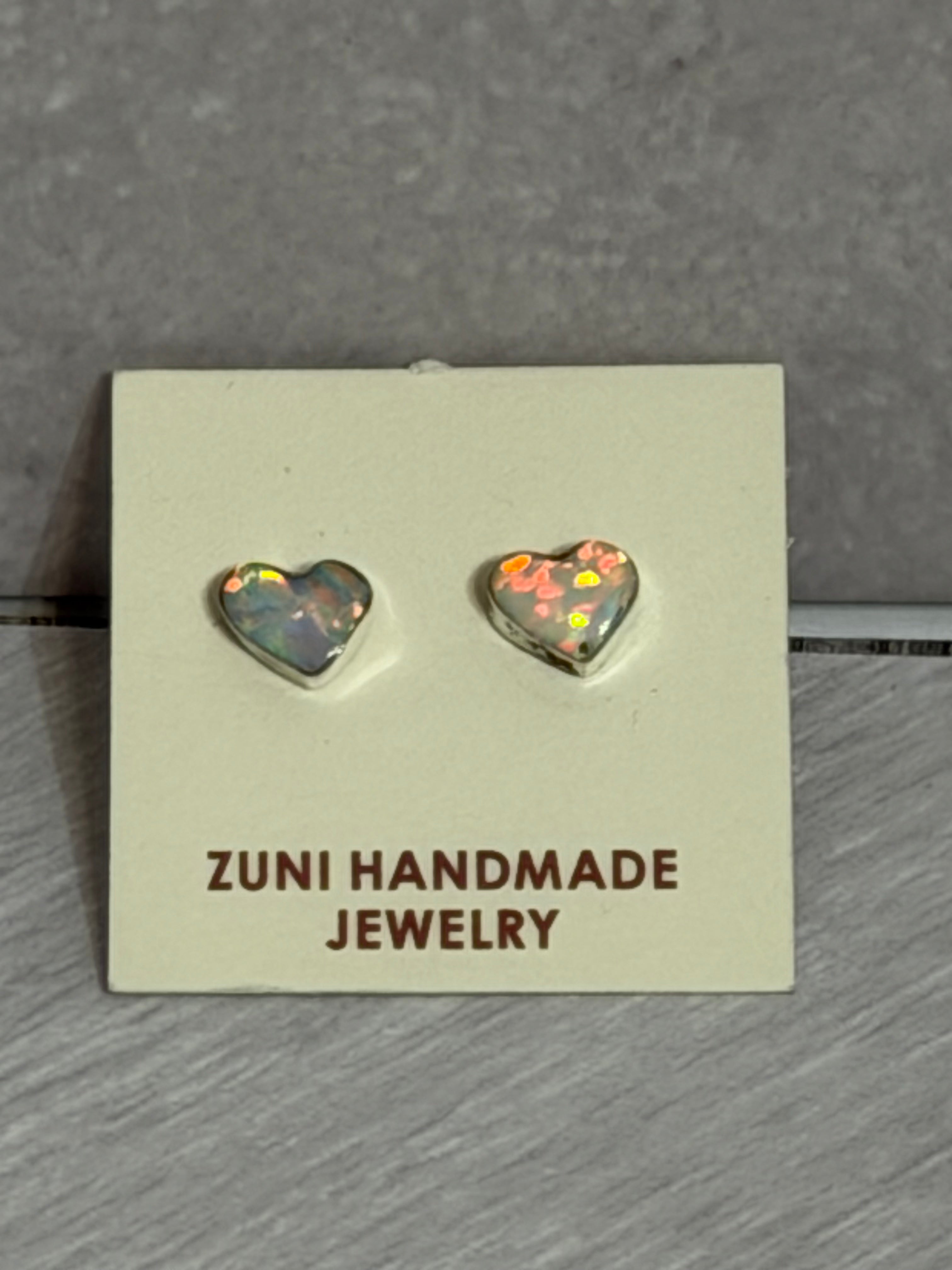 Opal Heart Studs