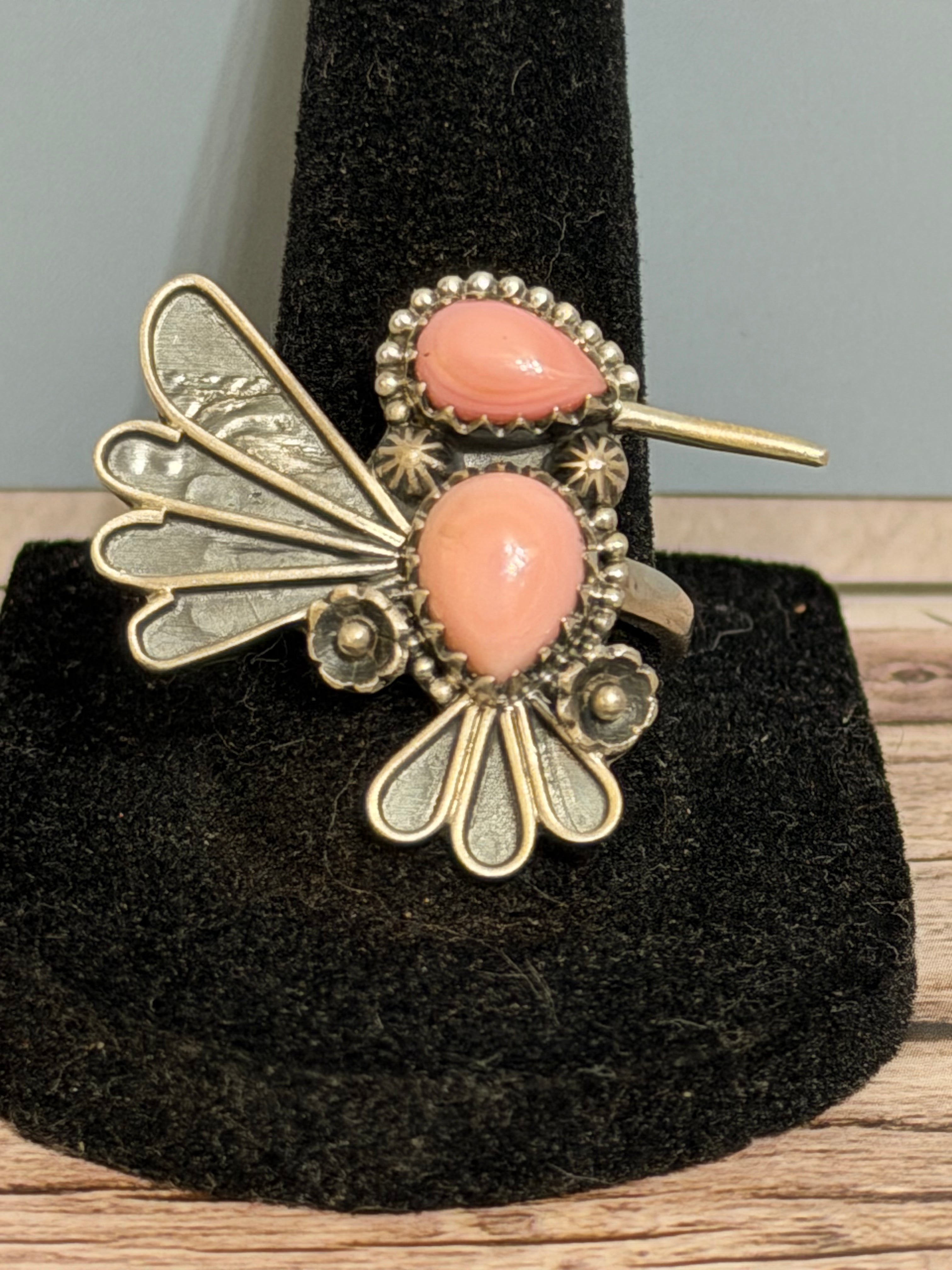 Pink Conch Hummingbird Ring