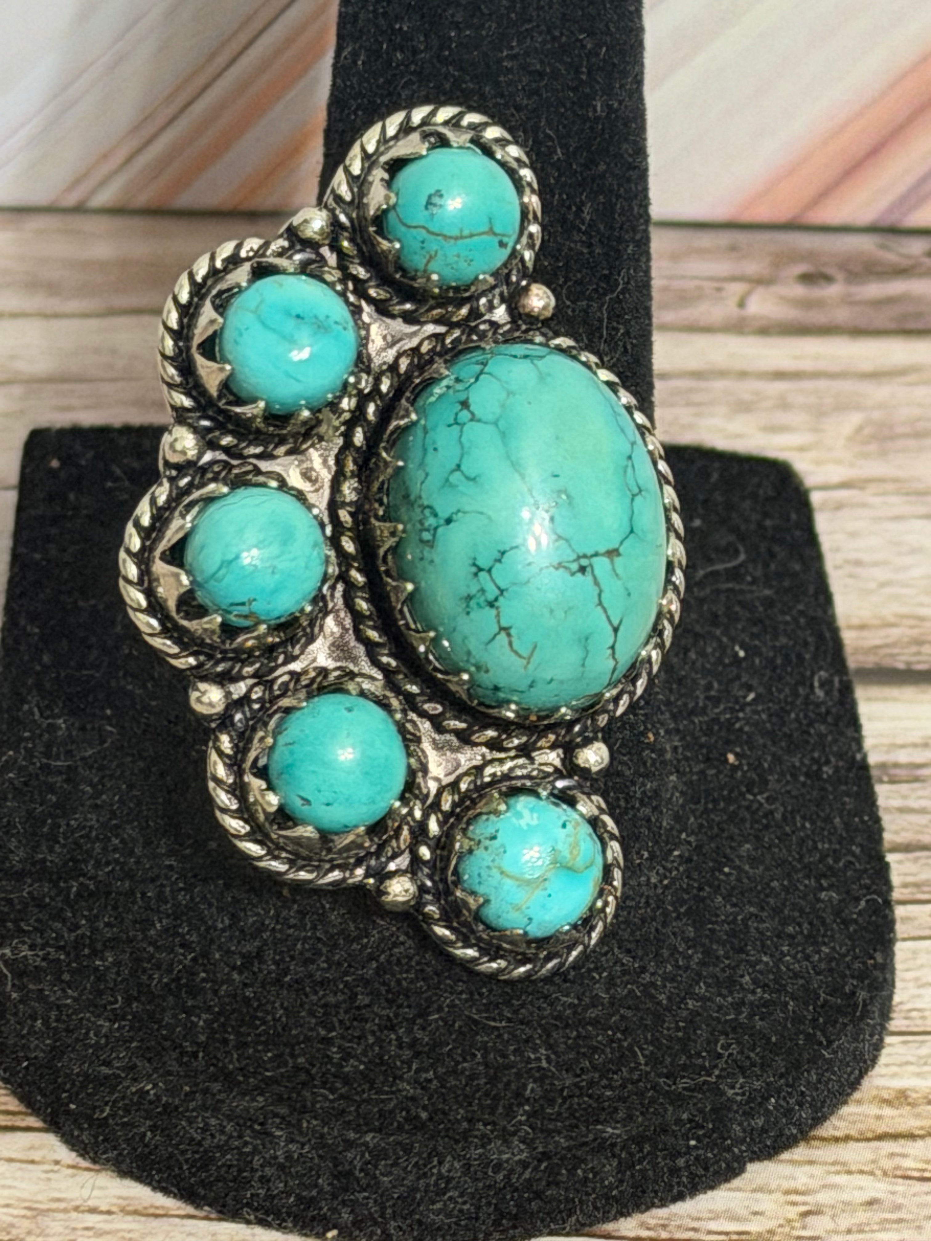 1/2 cluster turquoise ring
