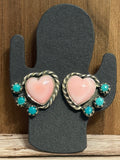 Pink Conch & Turquoise Studs