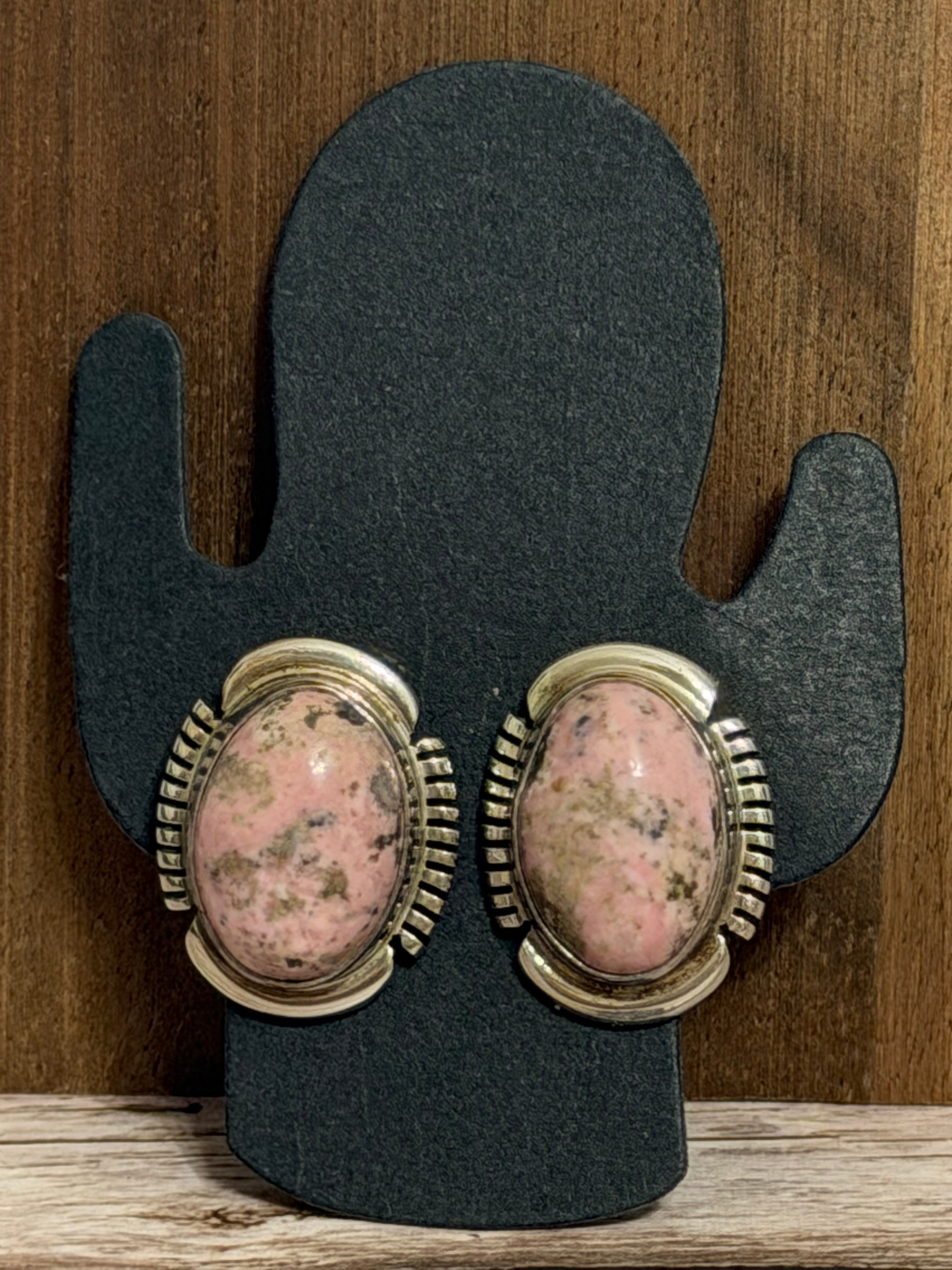 Rhodonite studs